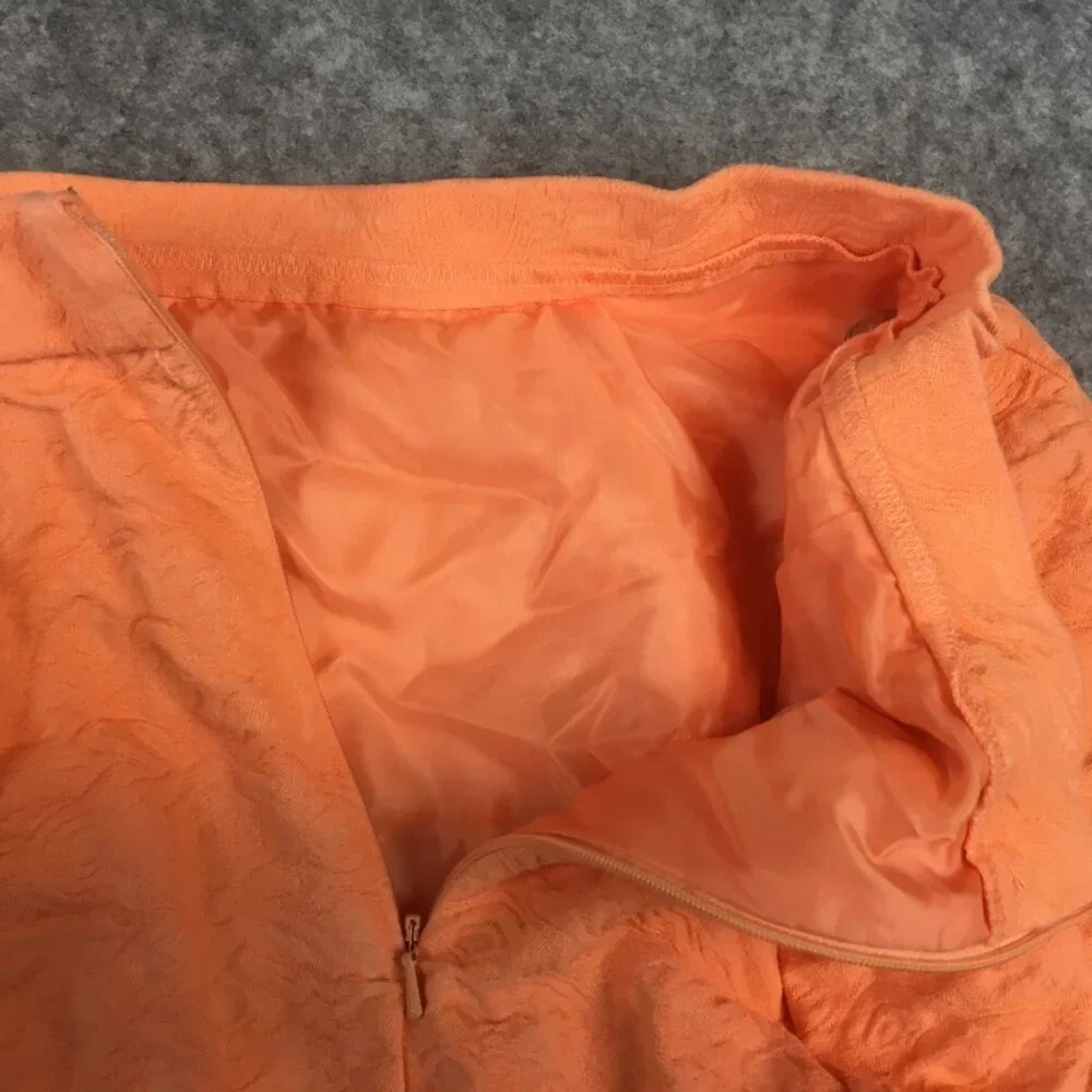 UO Kimchi Blue Skirt 8 Orange Neon Lined A Line Mini Textured Crepe Zip Casual